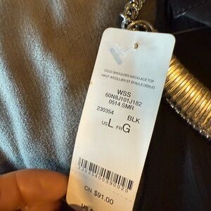 bebe Black Cold Shoulder Necklace Top